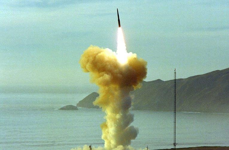 US Test Minuteman-III ICBM Missile with reentry vehicle