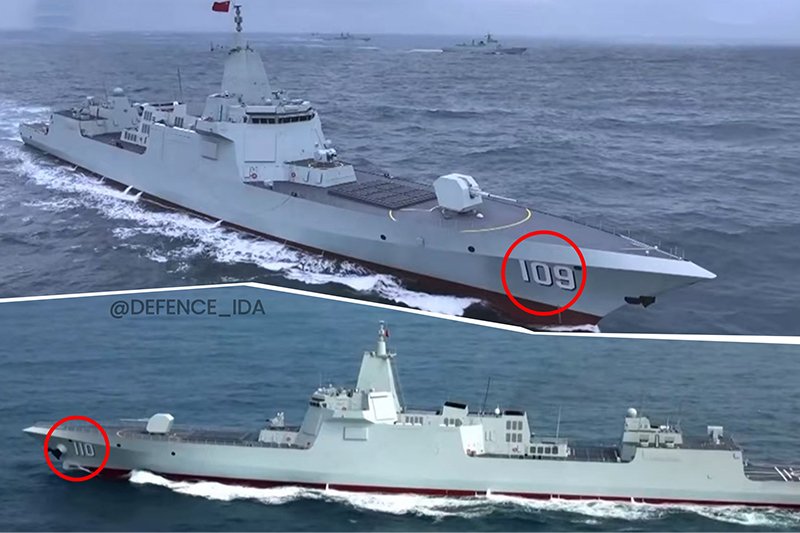 China's Type 055 Destroyers Hull 109 and 110 Make Official Debut