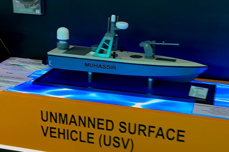 GIDS showcases the MUHASSIR USV for the first time at AAD 2026, a 35-knot unmanned surface vehicle for ISR, mine detection and combat.