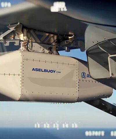 A twin-engine Aksungur UCAV deploys ASELBuoy sonobuoys for the first time during naval exercise.